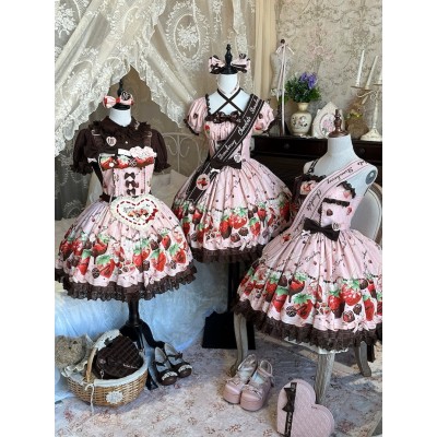 Dream Whale Strawberry Chocolate Blouse Salopette JSK and OP(Pre-Order/Full Payment Without Shipping)